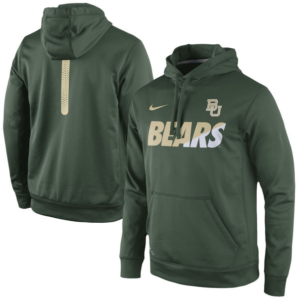 Men NCAA Baylor Bears Nike Sideline KO Fleece ThermaFIT Performance Hoodie Green